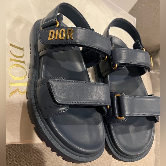 NEW Dior Navy Blue Leather DiorAct Dad Sandals - Picture 5 of 10